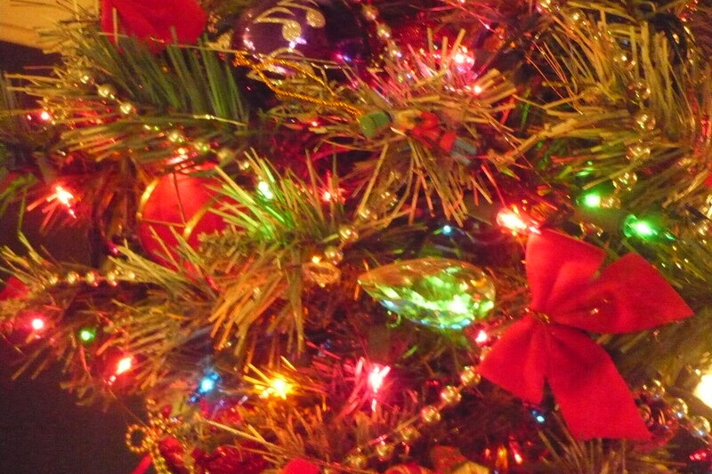 Close-up of Decorated Tree — Red