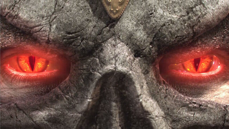 close-up of demonic eyes