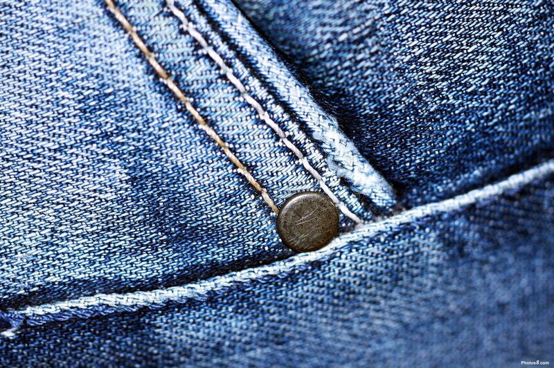 Close-up of Denim Button — Blue
