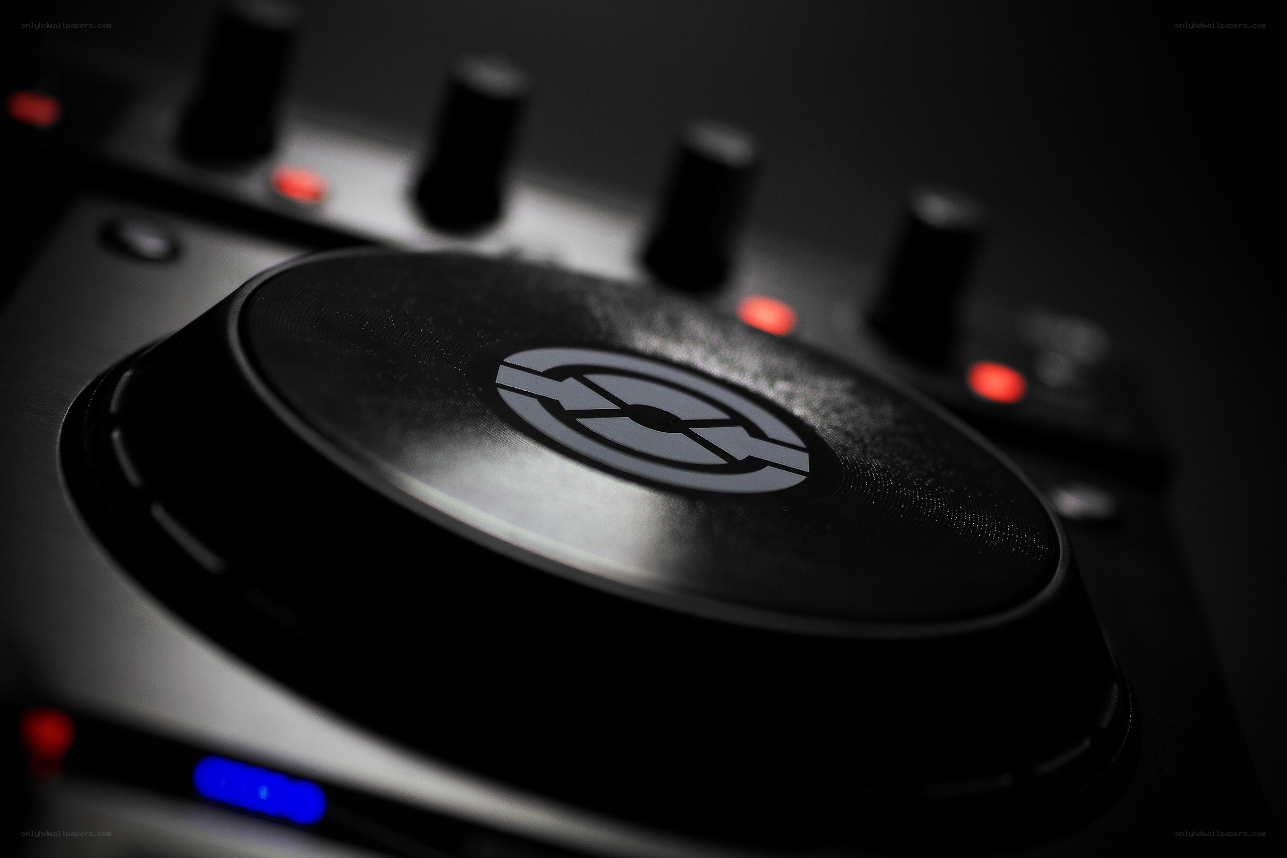 close-up of DJ controller