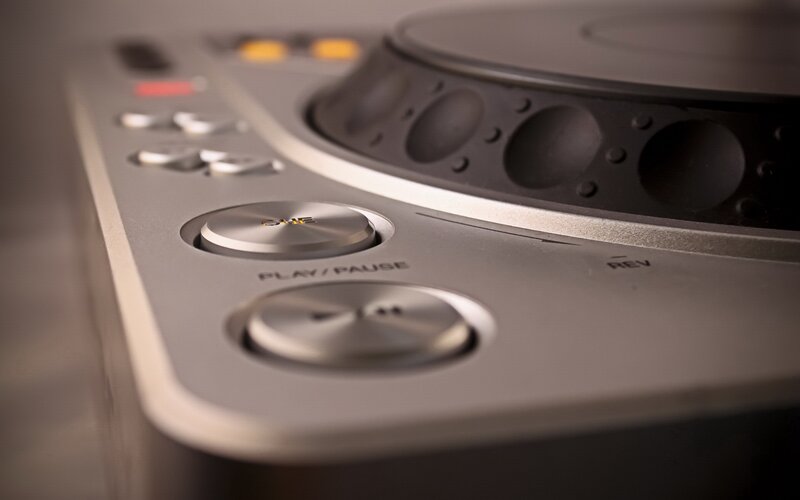 close-up of DJ equipment