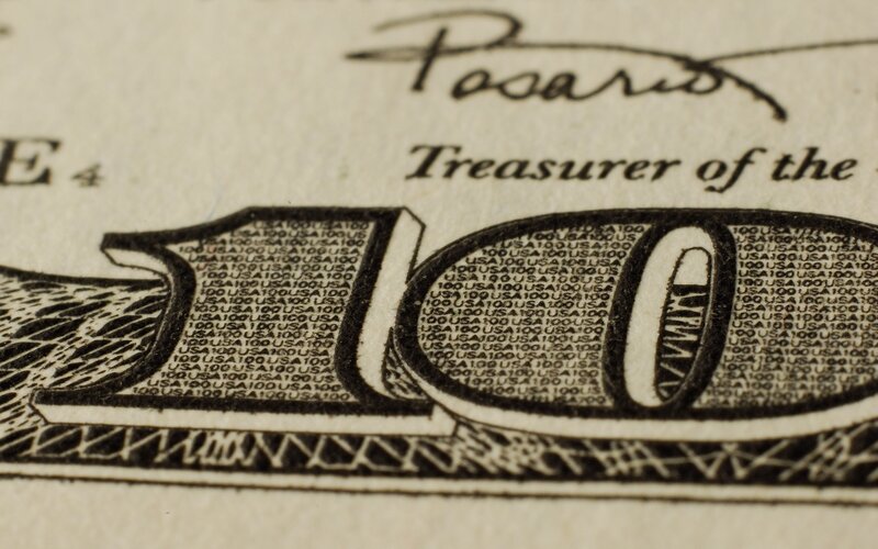Close-up of Dollar Bill — Black
