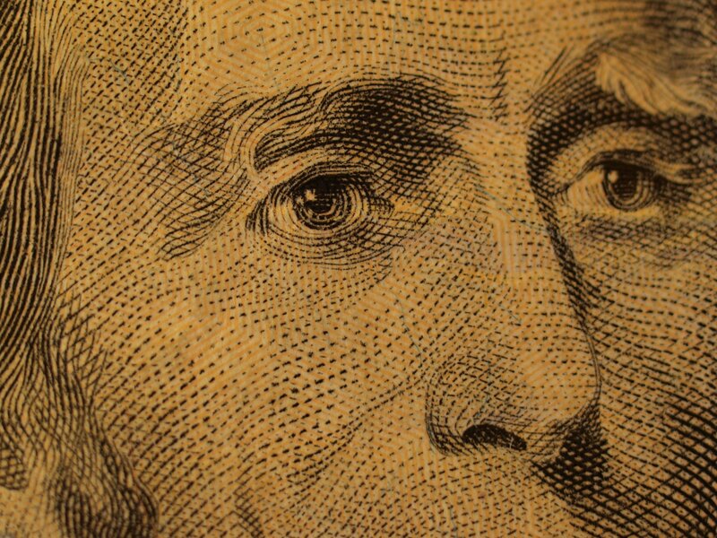 close-up of dollar bill portrait