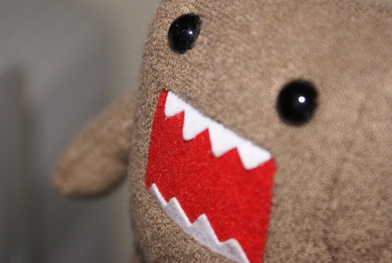 close-up of domo plush