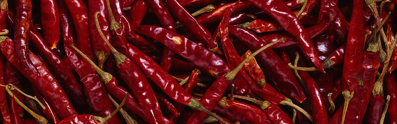 close-up of dried red chili peppers