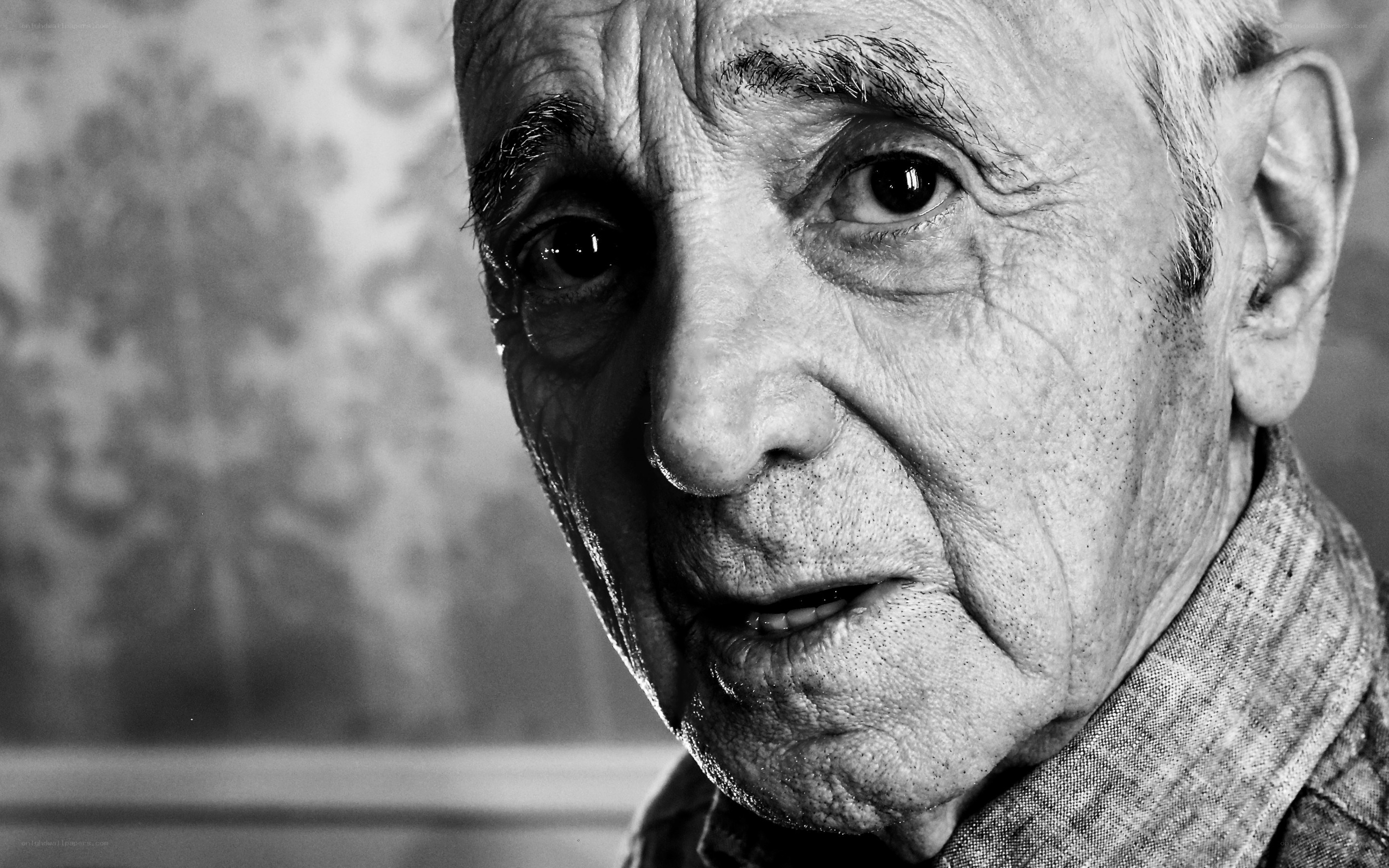 close-up of elderly man