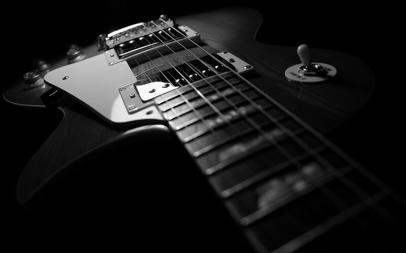 close-up of electric guitar