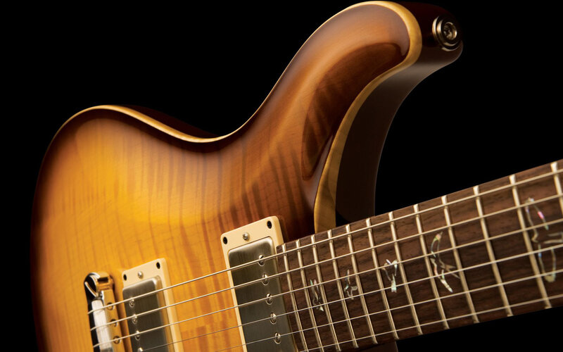 close-up of electric guitar