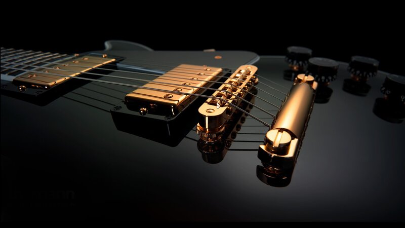 close-up of electric guitar