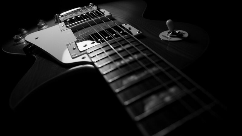 close-up of electric guitar