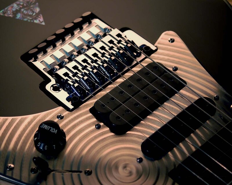 close-up of electric guitar