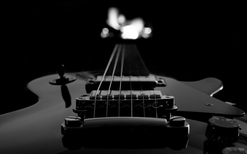 close-up of electric guitar