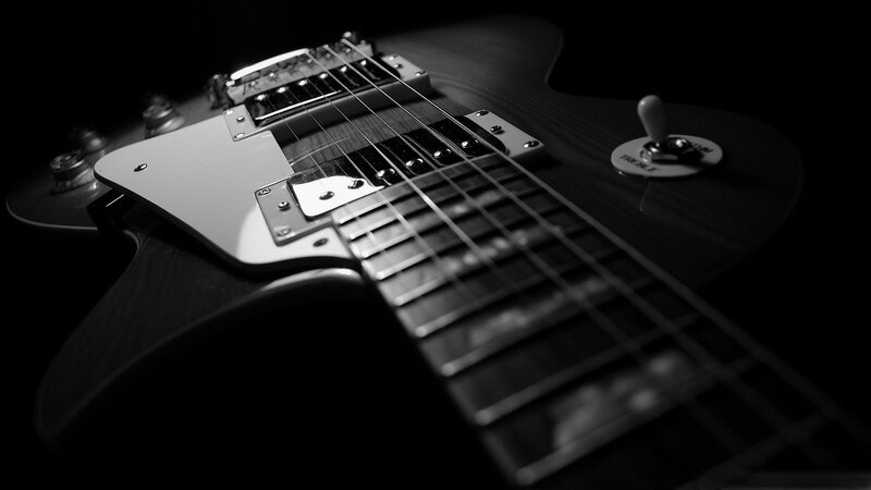 close-up of electric guitar