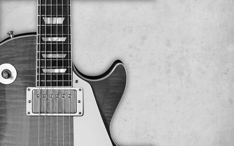 close-up of electric guitar