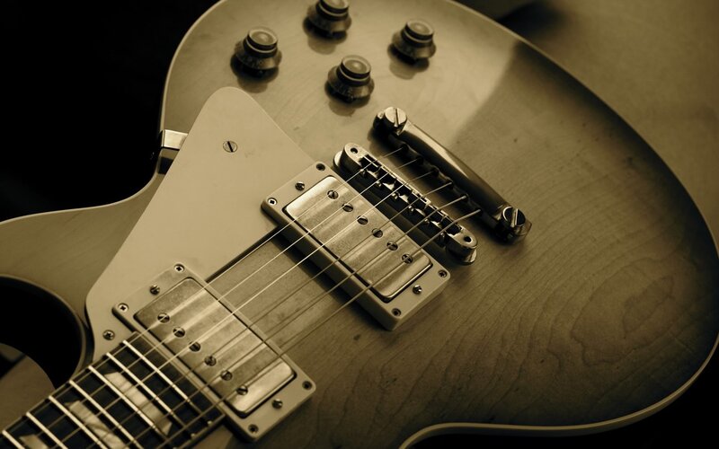 close-up of electric guitar