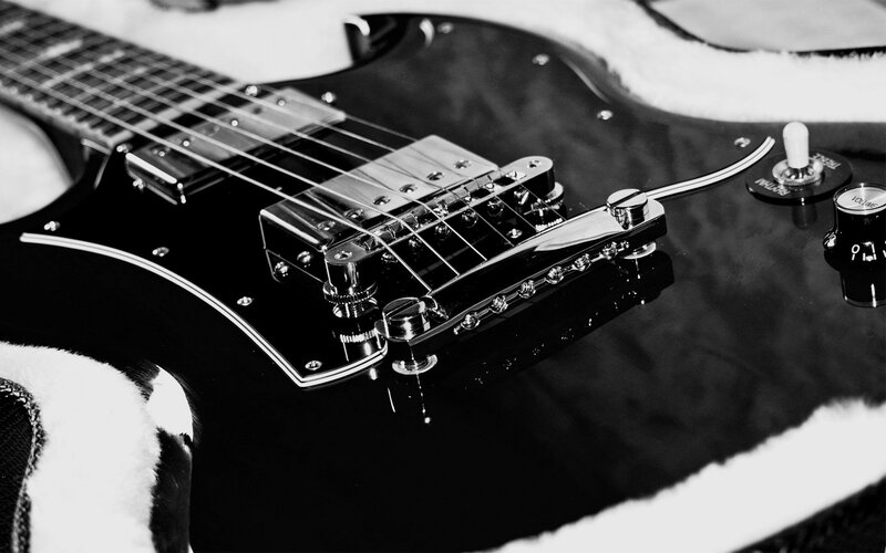 close-up of electric guitar