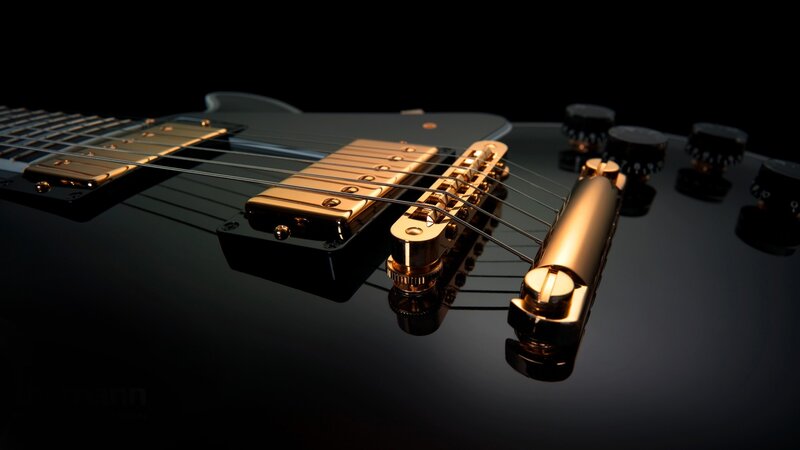 close-up of electric guitar