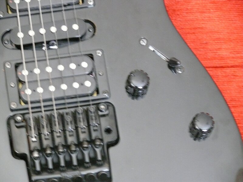 close-up of electric guitar