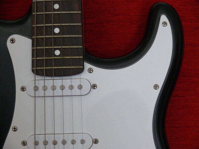 close-up of electric guitar