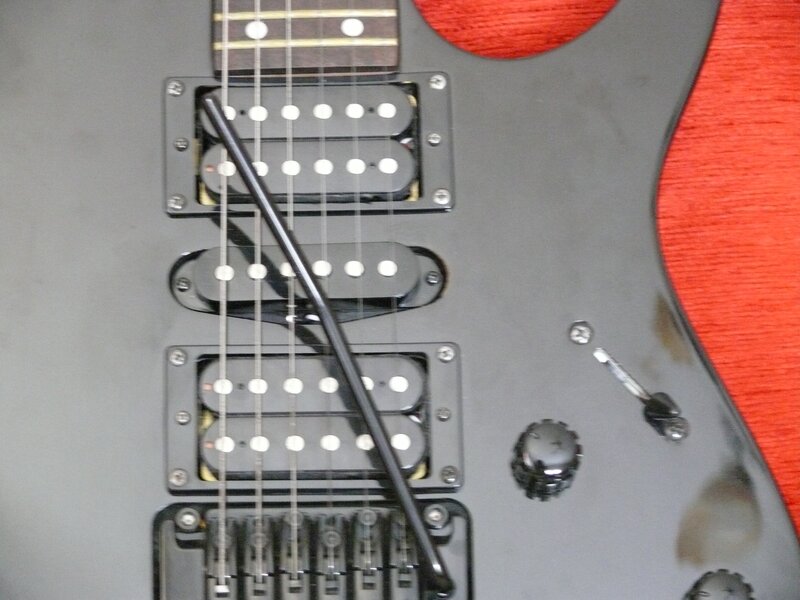 close-up of electric guitar