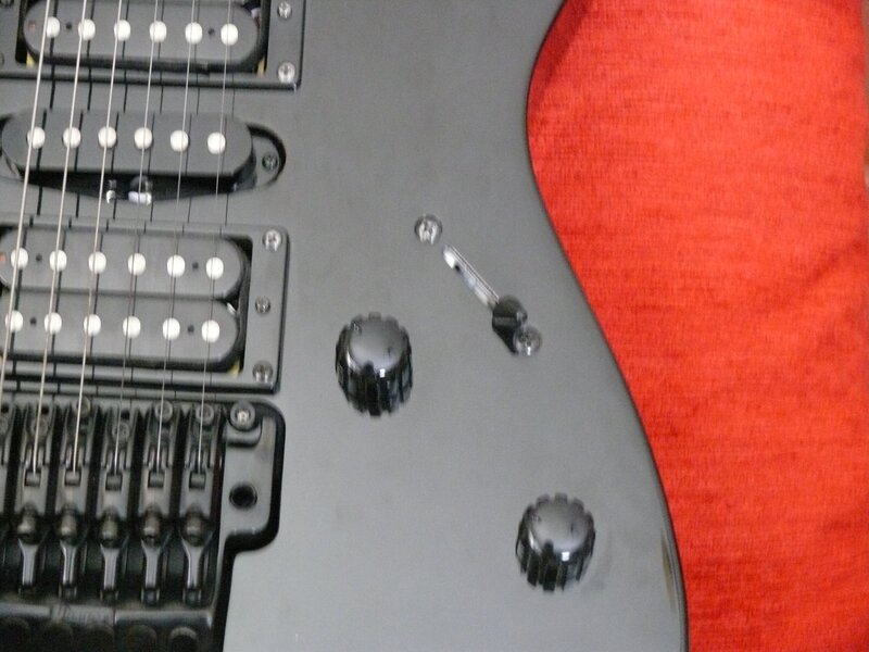close-up of electric guitar