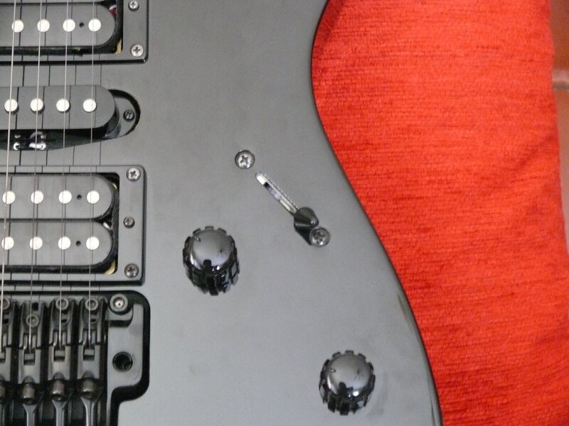 close-up of electric guitar