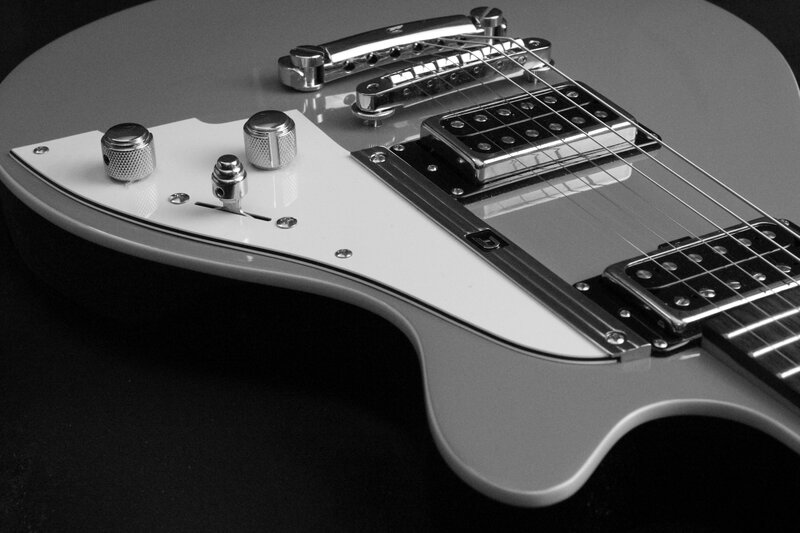 close-up of electric guitar