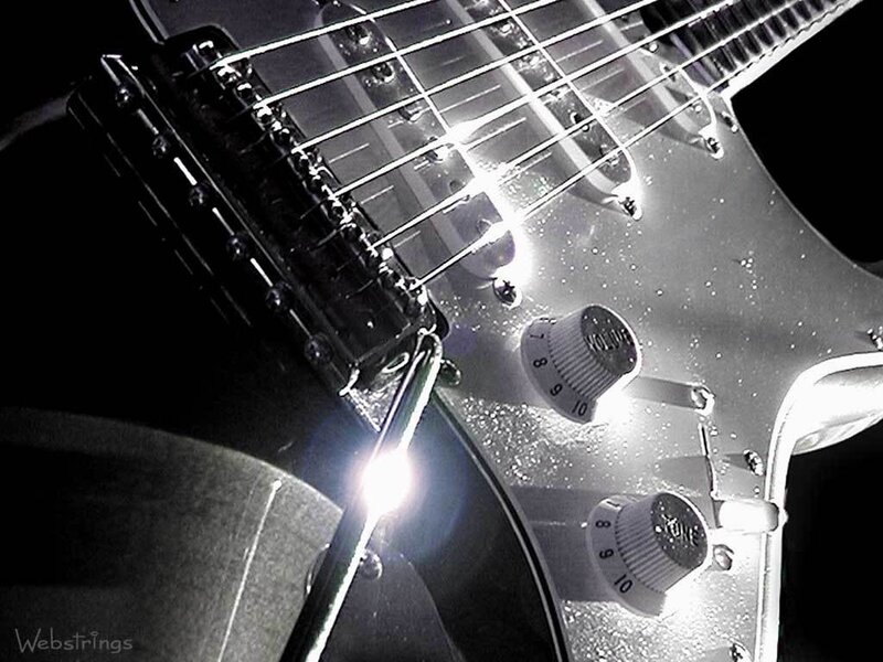 close-up of electric guitar