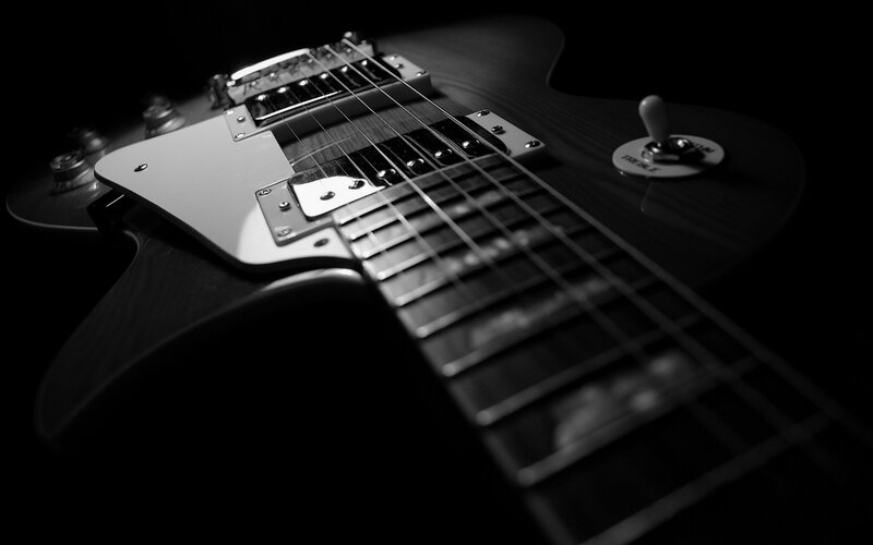 close-up of electric guitar