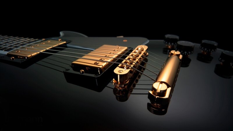 close-up of electric guitar