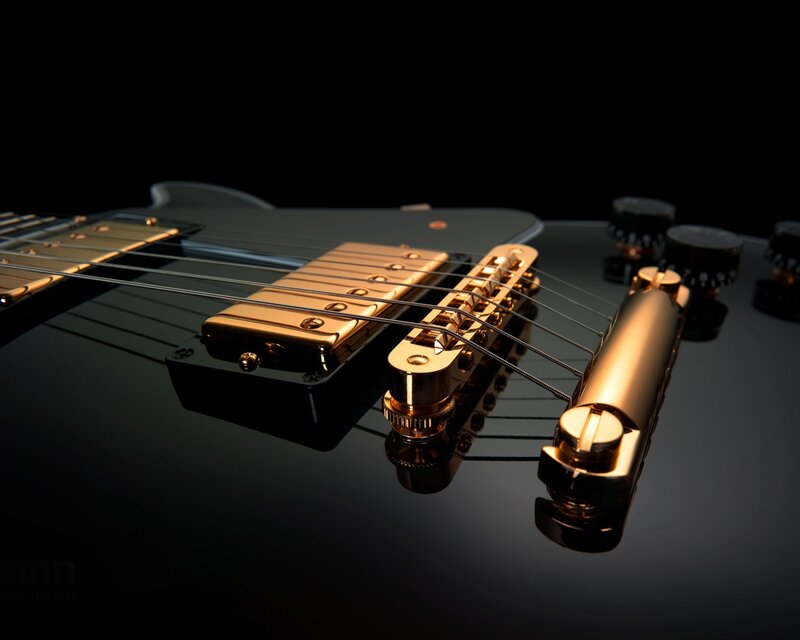Close-up of Electric Guitar — Black, Dramatic, Photograph, Strings