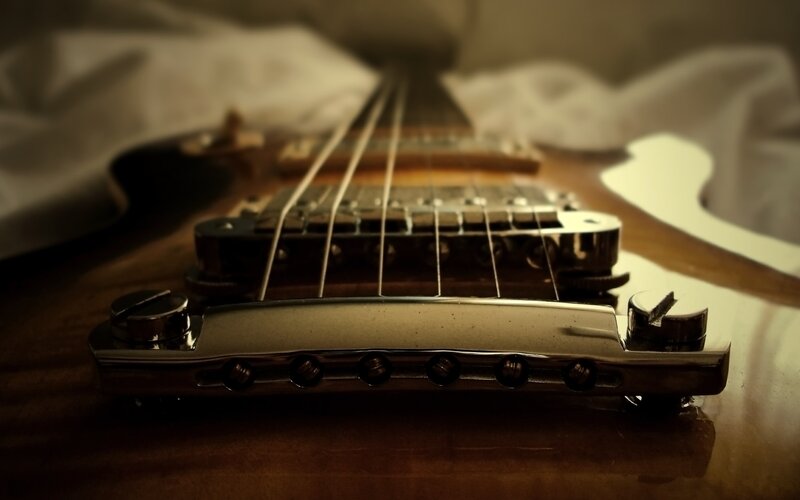 Close-up of Electric Guitar — Brown, Dramatic