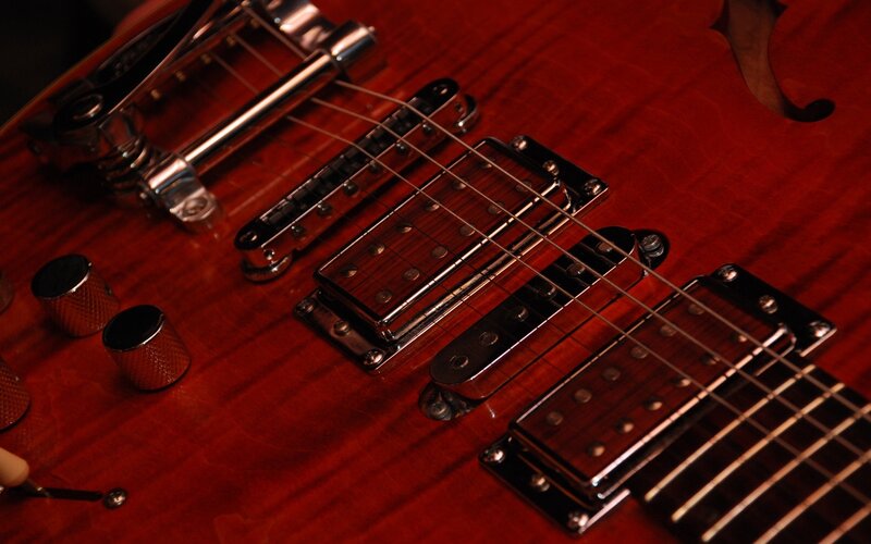 Close-up of Electric Guitar — Red