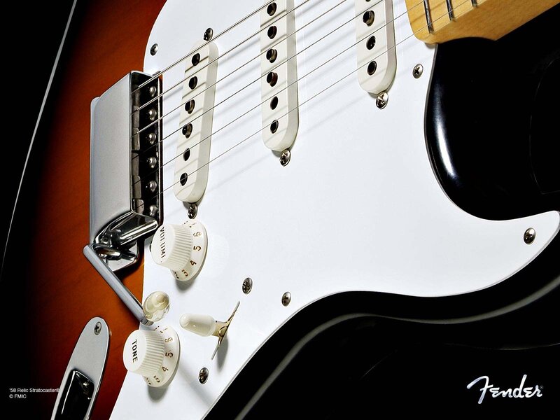 Close-up of Electric Guitar — White