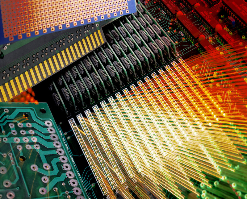 Close-up of electronic circuit boards