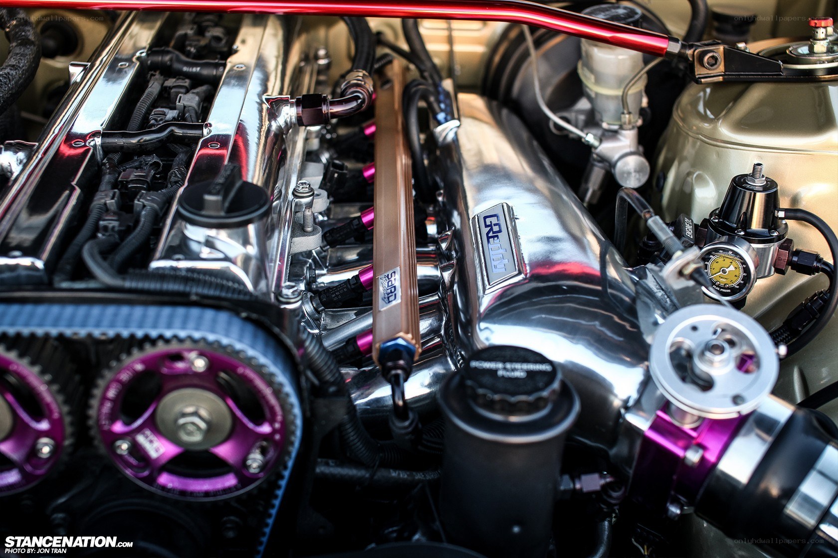 close-up of engine bay
