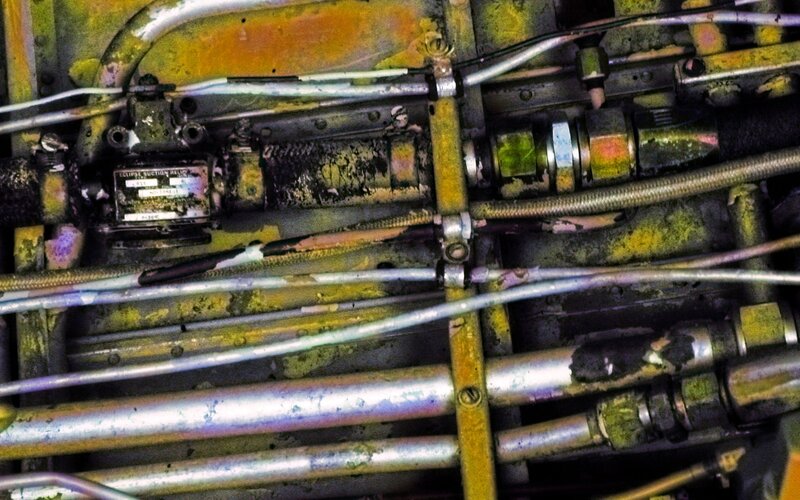 close-up of engine components