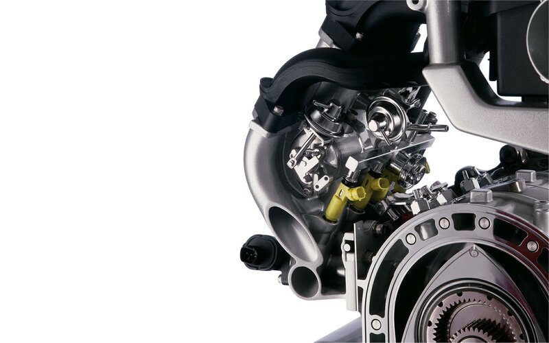 close-up of engine components