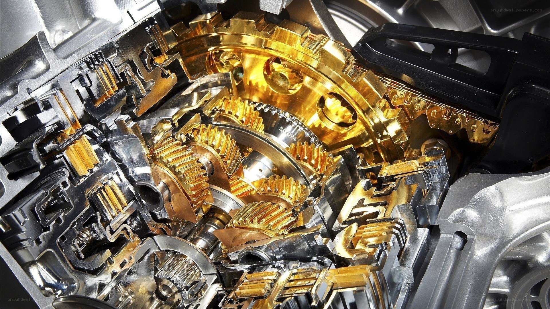 close-up of engine gears