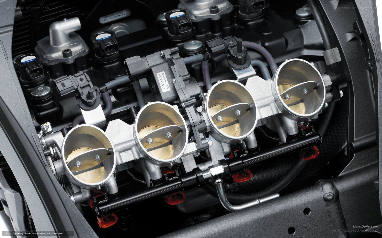 close-up of engine throttle bodies