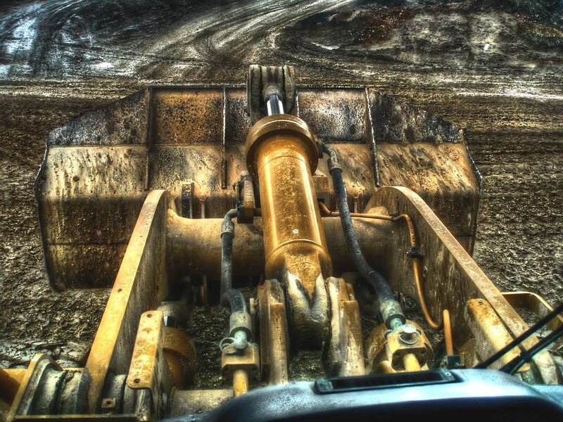 Close-up of excavator bucket