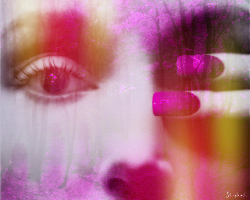 Close-up of Eye and Hand — Pink