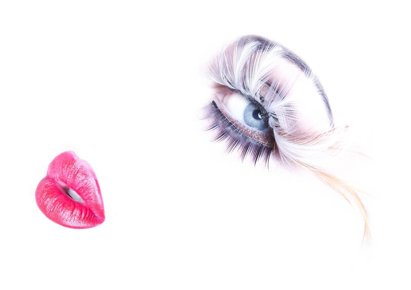 Close-up of Eye and Lips — White