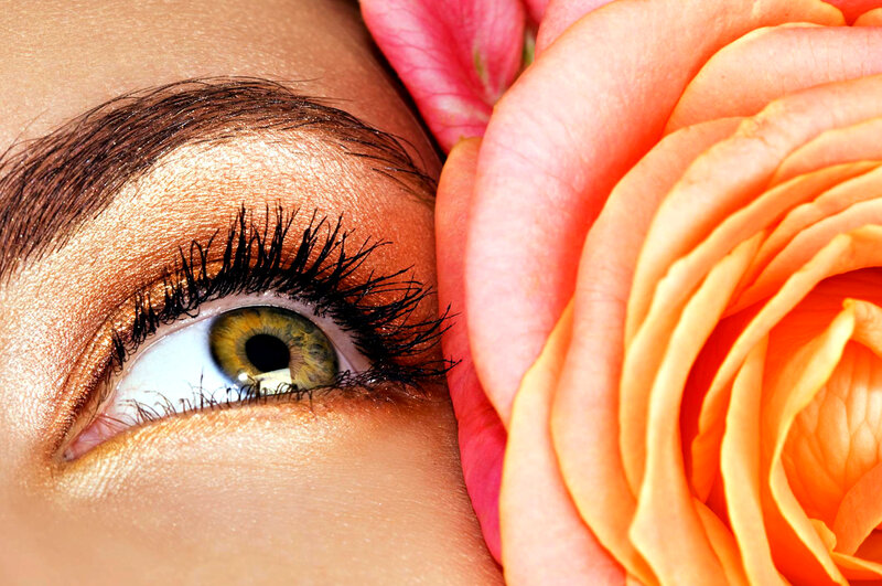 Close-up of Eye and Rose