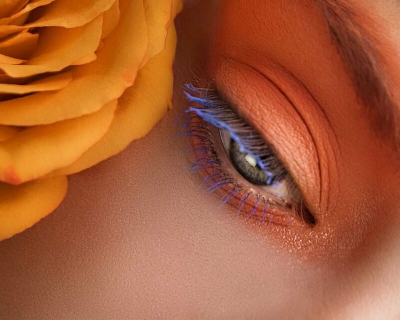 Close-up of Eye and Rose — Yellow