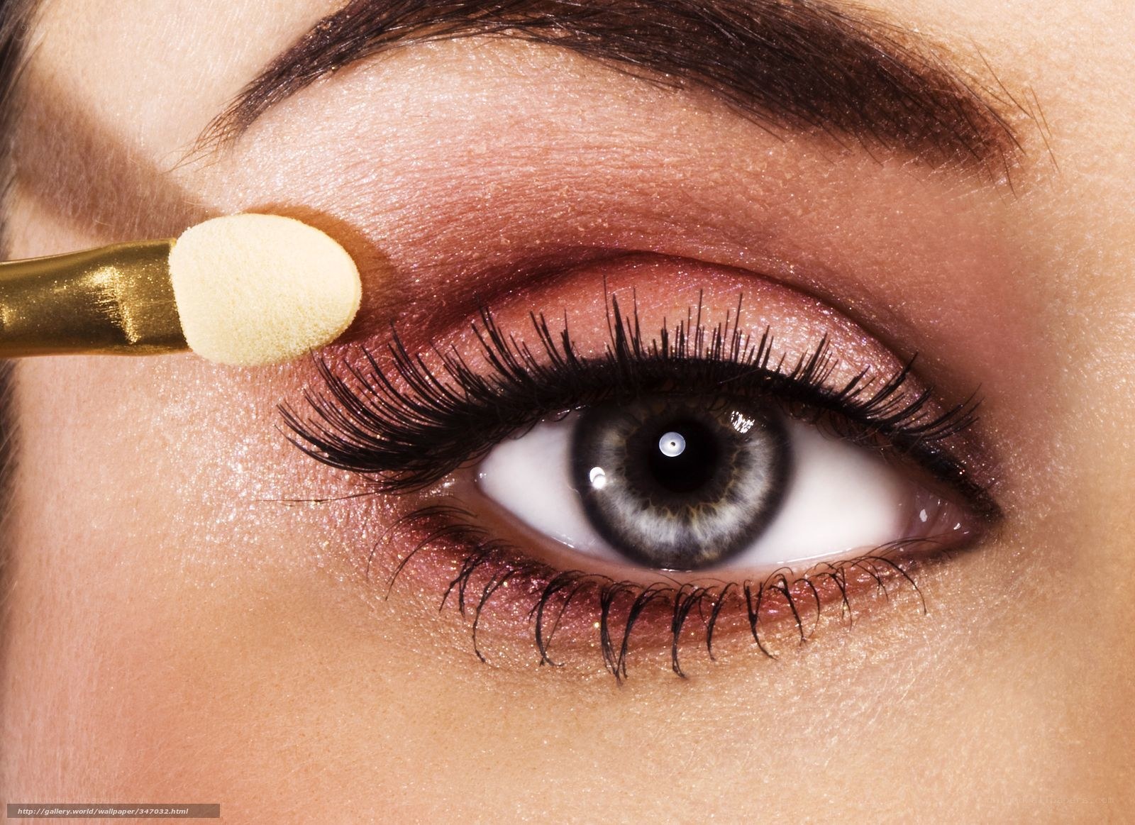 close-up of eye makeup application