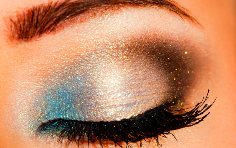 Close-up of Eye Makeup — Blue, Dramatic