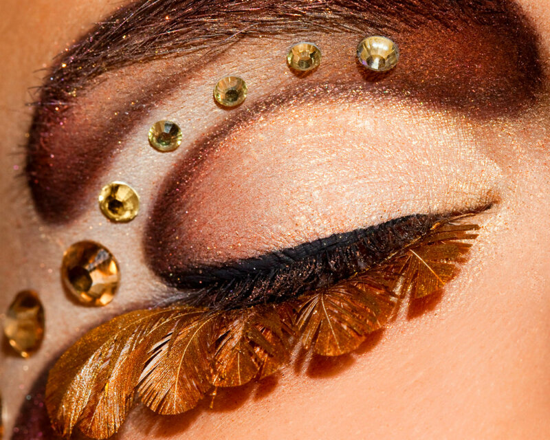 Close-up of Eye Makeup — Gold, Dramatic