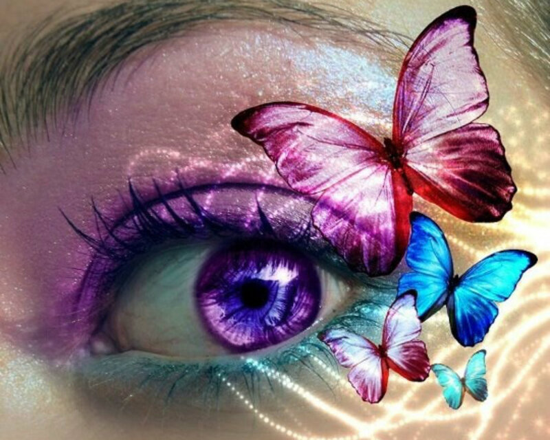 Close-up of Eye with Butterflies
