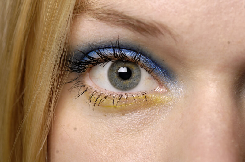 close-up of eye with colorful makeup